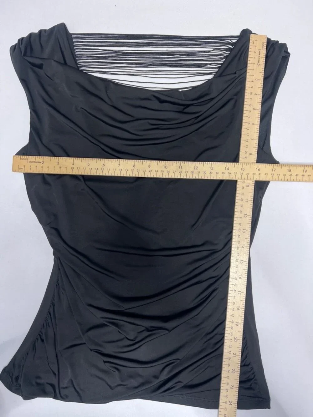 BCX Black Draped Top Open Strappy Back Blouse Women Size Large